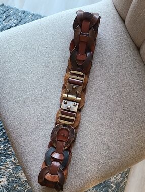 Women's/Men's Braided Leather Belt in Brown Tones